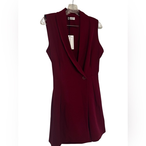 made in Italy Pants - Burgundy Sleeveless Blazer Romper
